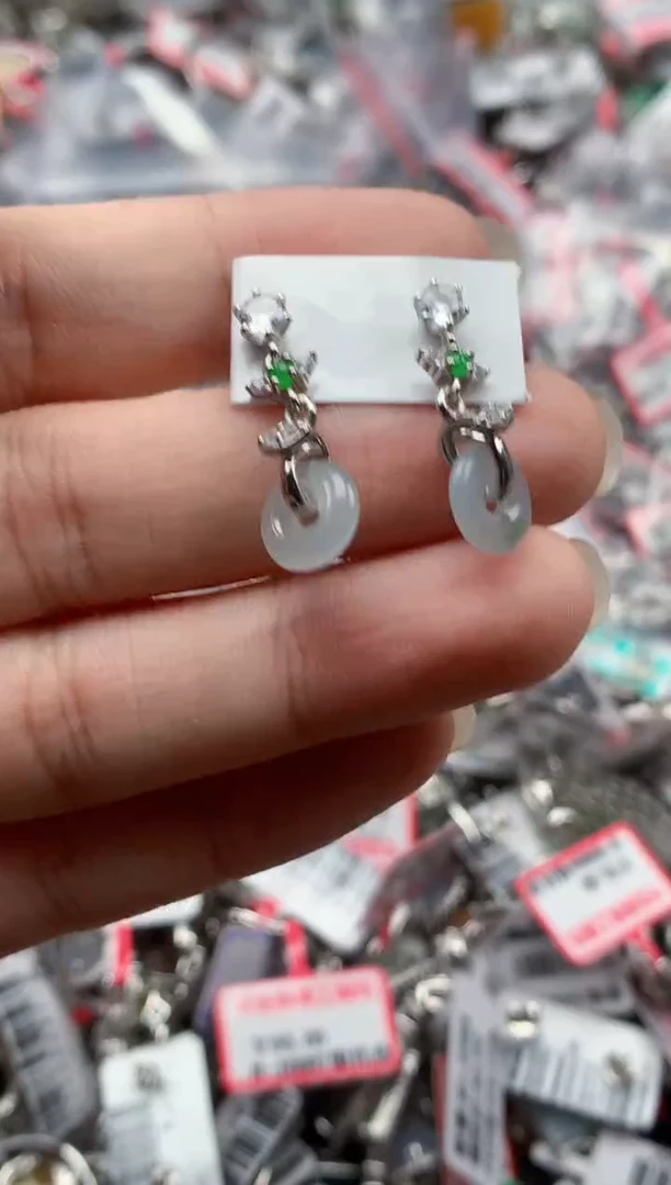 银S925镶嵌戒指翡翠天然A货缅甸翡翠