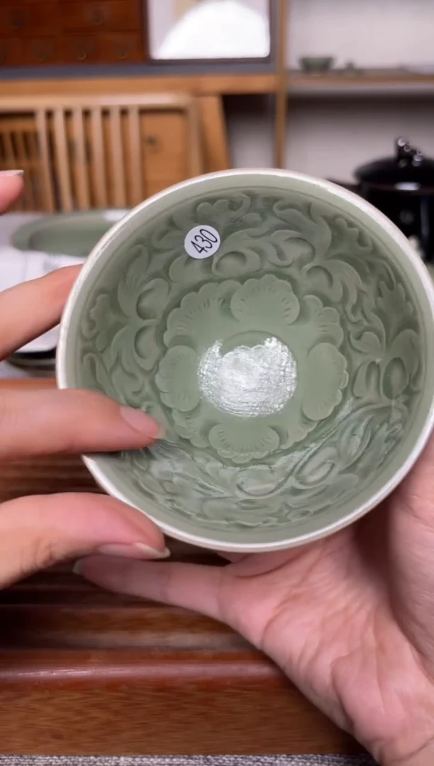 其他430纯手工秘色斗笠盏 微瑕