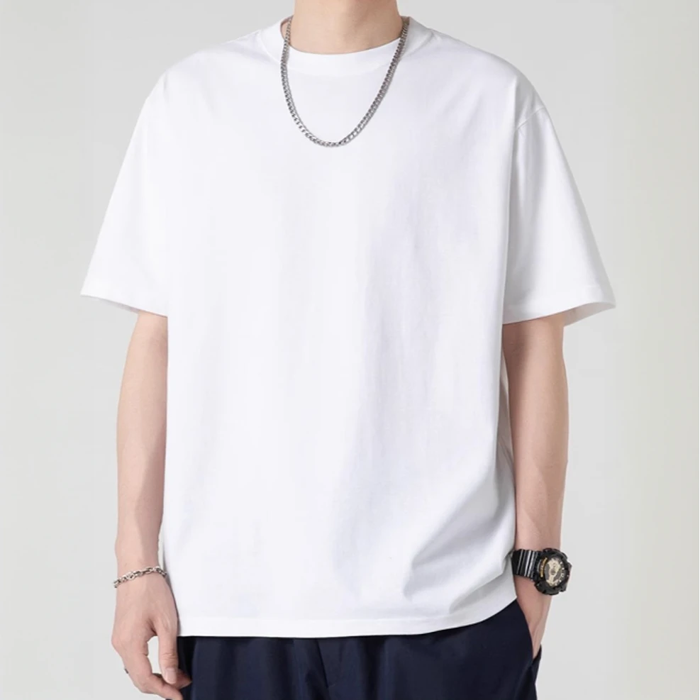 男生夏季白色休闲T恤印花纯色上衣ins短袖简约纯棉刘亦菲