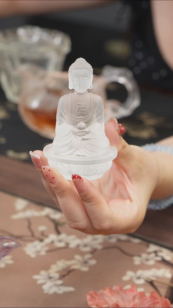 手工艺品琉璃白色药师佛茶宠摆件