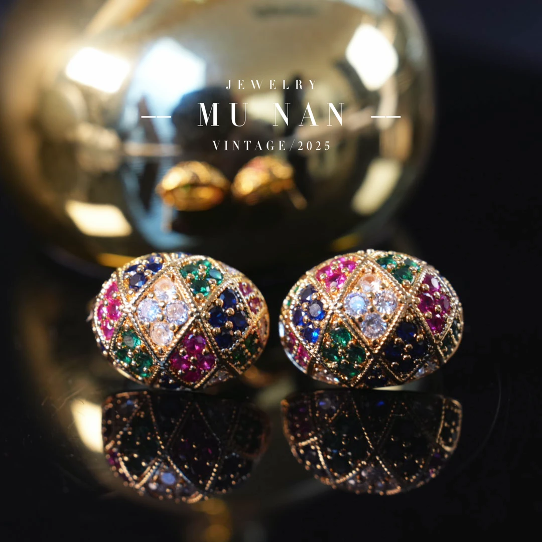 铜合金锆石耳饰 【Y212255】精致气质彩色小巧耳饰