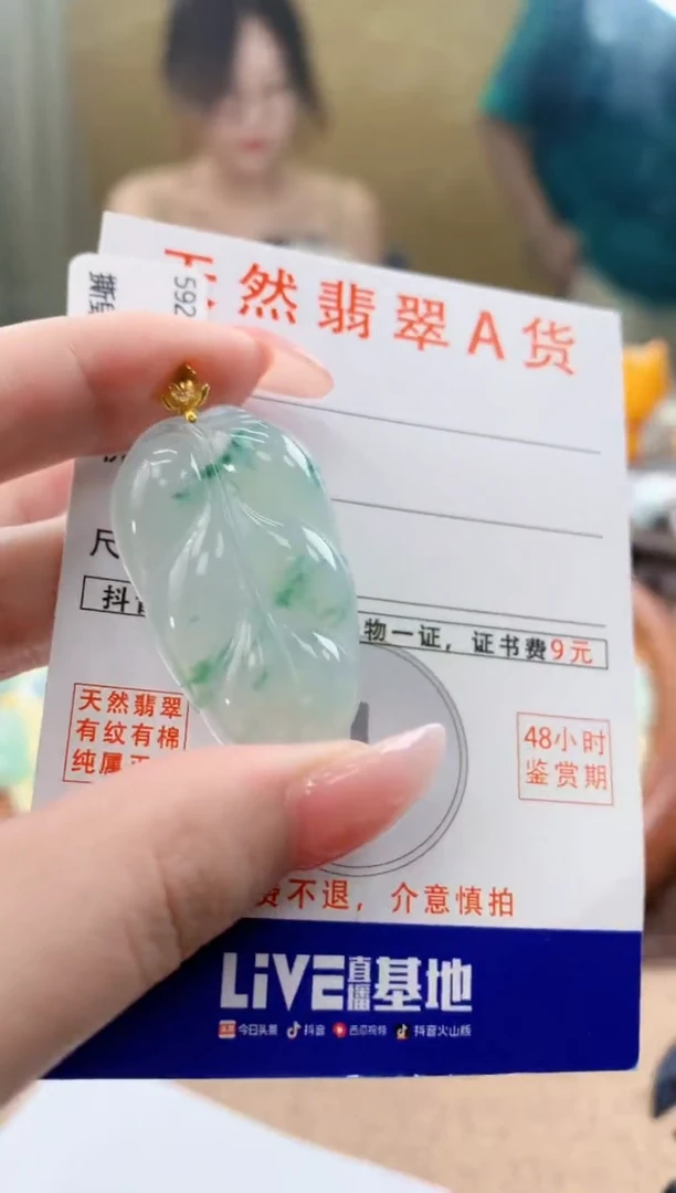 颈饰18K金镶嵌翡翠天然A货翡翠挂件