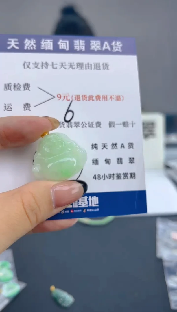 颈饰18K金镶嵌翡翠纯天然缅甸翡翠A货