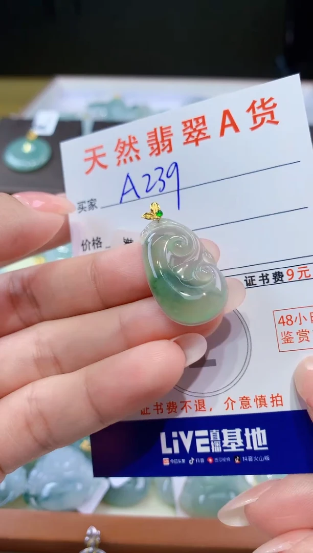 颈饰18K金镶嵌翡翠天然翡翠A货挂件
