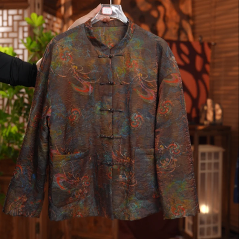 0520新中式国风气质百搭显瘦香云纱蚕丝棉新款加厚时尚减龄外套