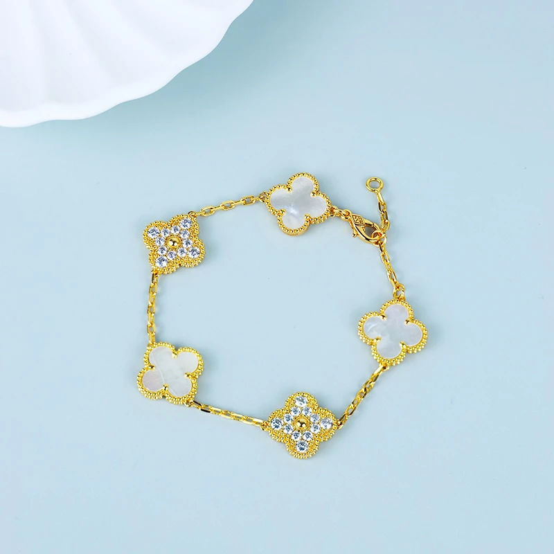 LEQIYUAN 铜合金手链 四叶草女气质高级精致时尚百搭轻奢小众送礼