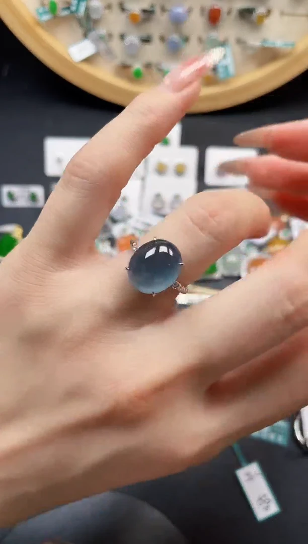 银S925镶嵌戒指翡翠天然翡翠10.09/0082