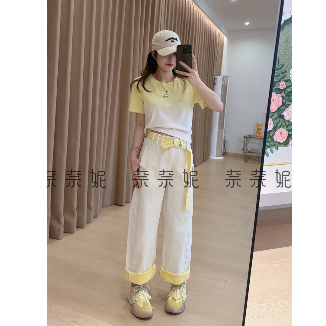 奈奈妮【C位牛仔】直筒牛仔裤白色感洋气显瘦穿搭时尚百搭8817