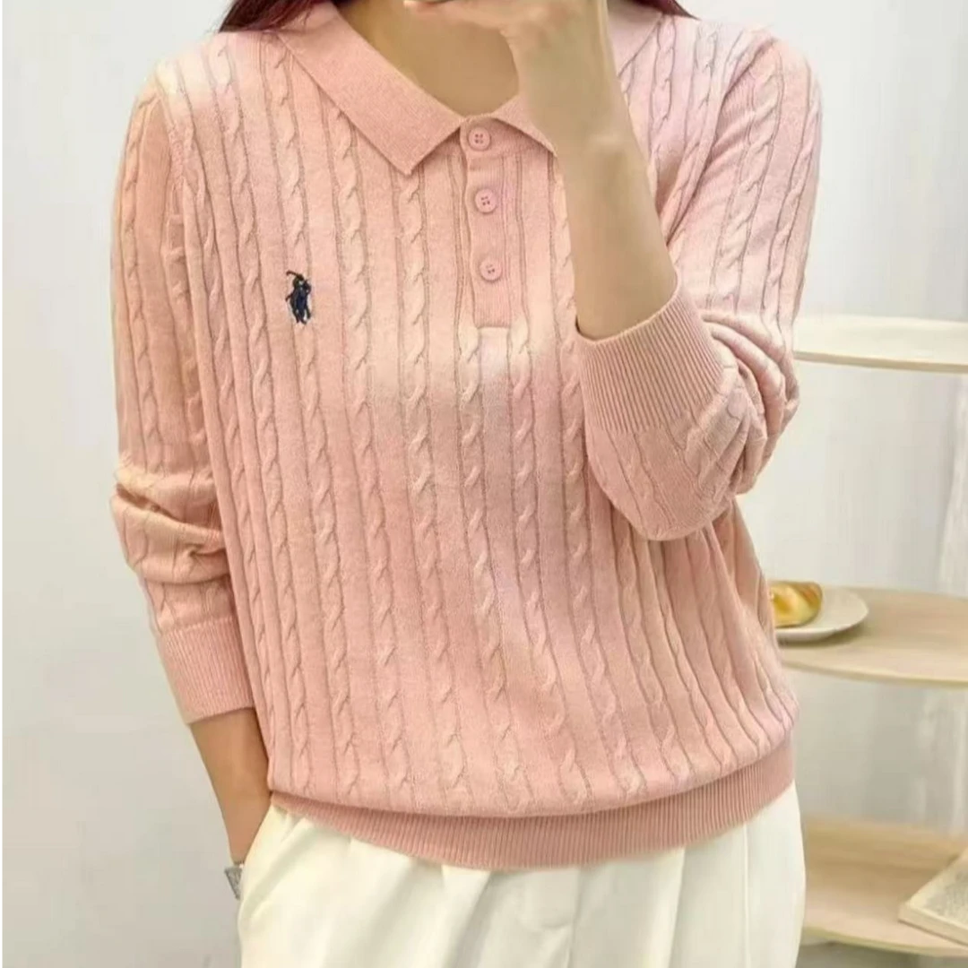 886#新款麻花秋季翻领针织衫长袖上衣