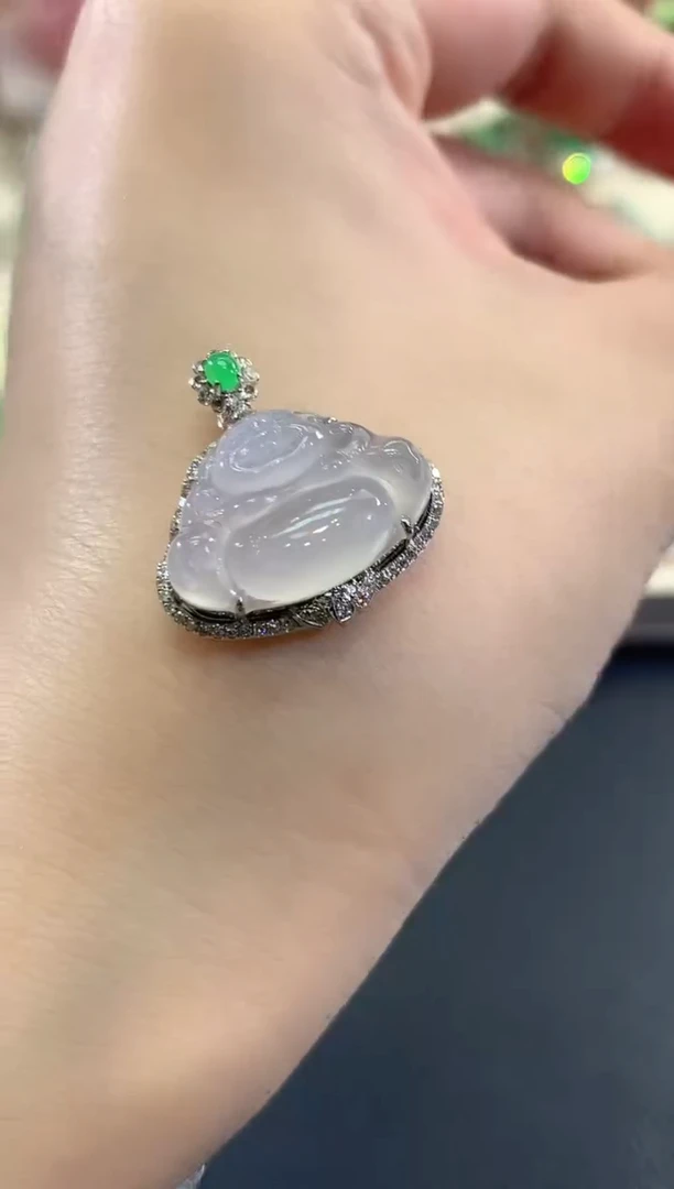 吊坠(不含链)18K金镶嵌翡翠b76