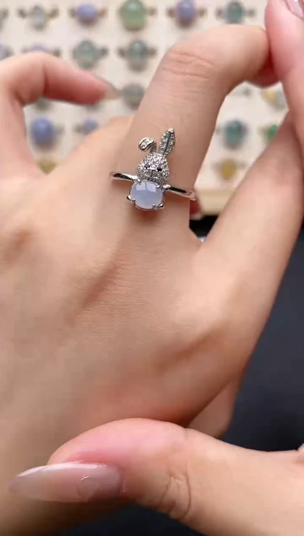 【闪购商品】翡翠戒指银S925镶嵌一物一证一礼盒