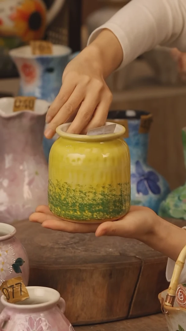 陶瓷景德镇设计师手作花器摆件侘寂风@M268@