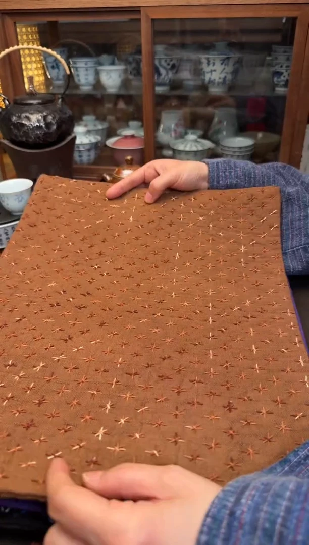 【闪购商品】织绣Cici手作刺子绣植物染柿染茶席890