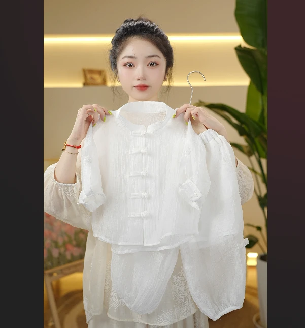 【亲子装】2025夏儿童新中式古风国风立领民族风盘扣重工汉服60001