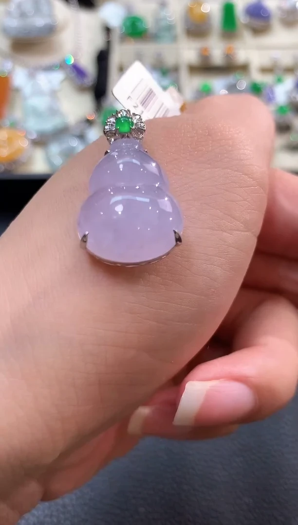 翡翠18K金镶嵌吊坠(不含链)m4紫色有色差