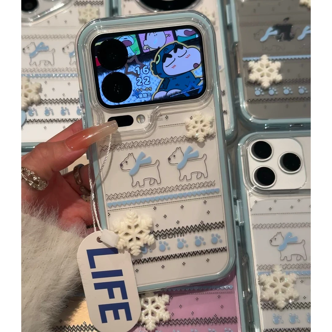 欧克里里雪花爪印小狗贴件适用苹果16/17手机壳华为vivo小米oppo