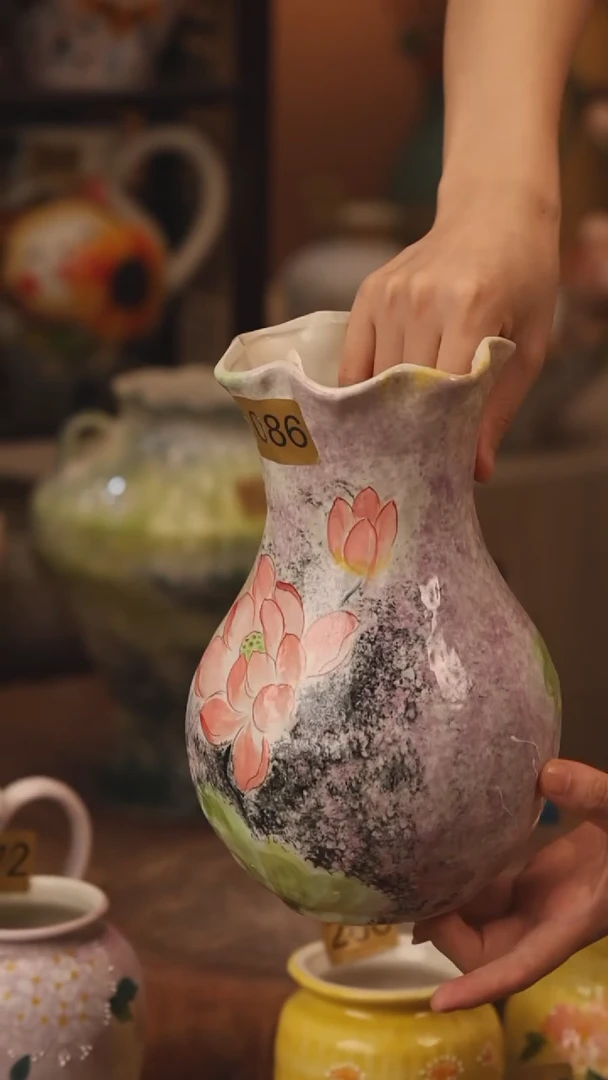 陶瓷086景德镇设计师手作花器摆件侘寂风