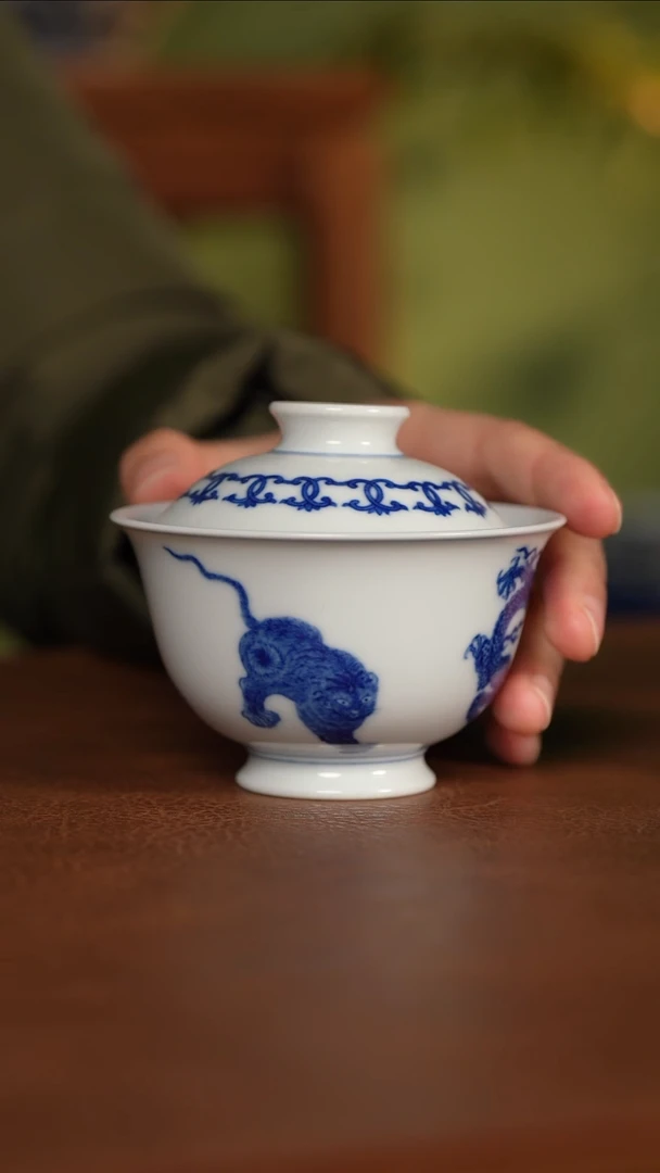 【闪购商品】杯凝古匠造 五灵图盖碗