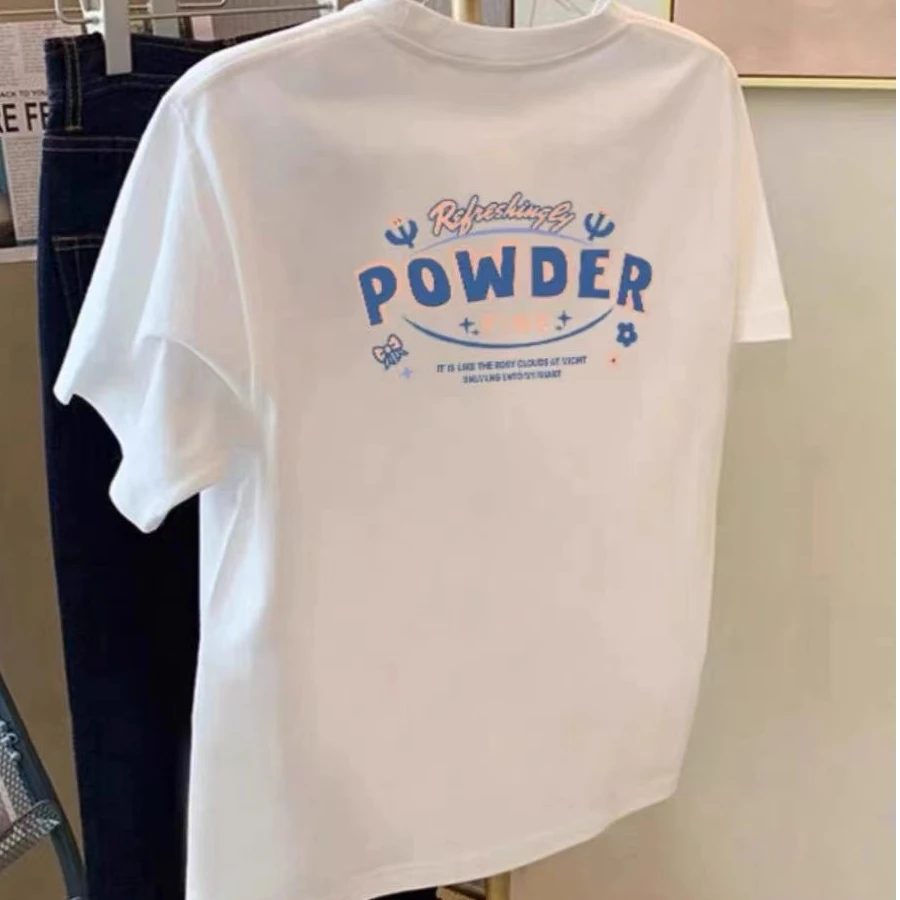 重磅短袖t恤女纯棉宽松显瘦夏季休闲中长款白色黑色韩版大码上衣