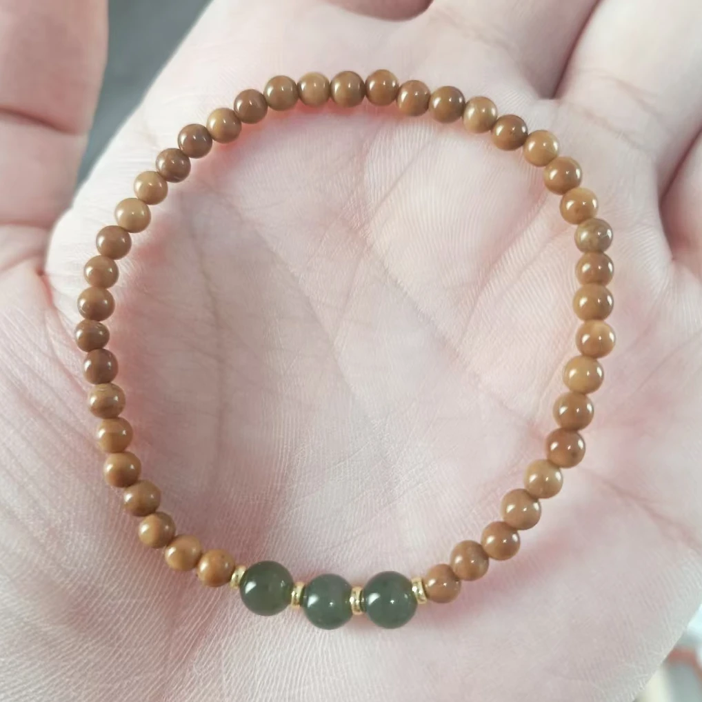 精品库克和田玉单圈手串卡4mm