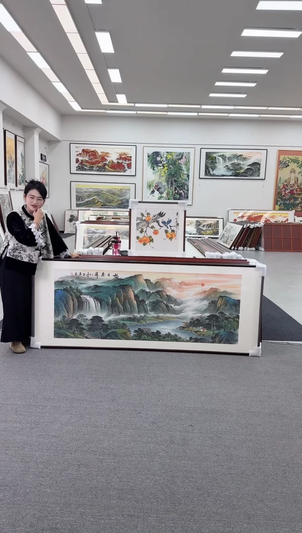 国画手绘  旭日东升 219*88