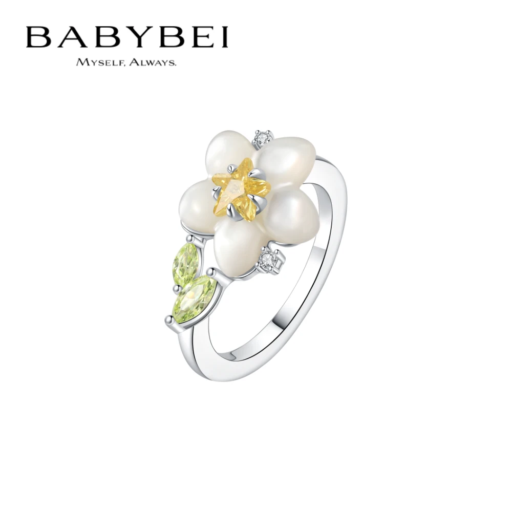 BABYBEI/初贝 925银戒指 梨花戒指母贝仙气甜美清新小众百搭优雅