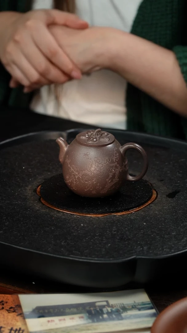 茶壶紫砂宝山工艺厂 梅花茄瓜73 天青泥 130毫升