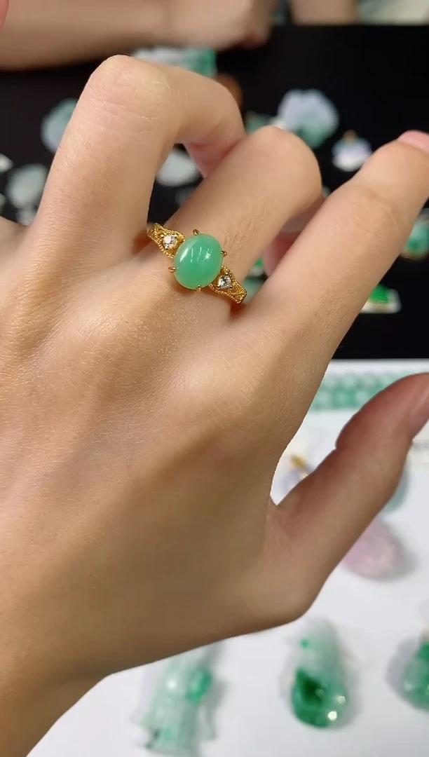 银S925镶嵌戒指翡翠281