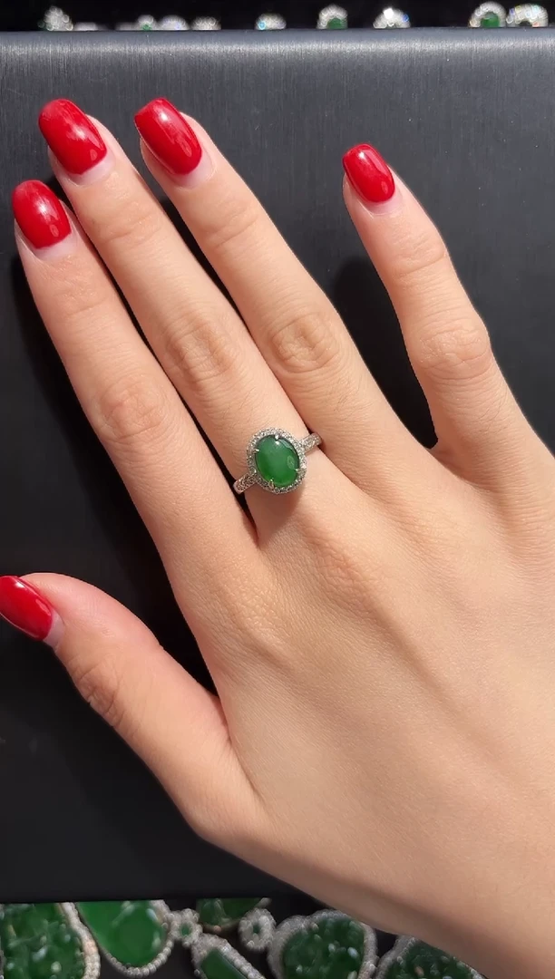 翡翠戒指未镶嵌相思豆戒指