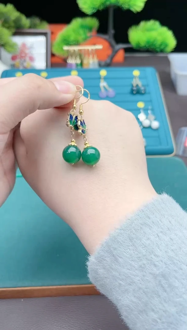 【闪购商品】玛瑙/玉髓耳钉银S925镶嵌337000