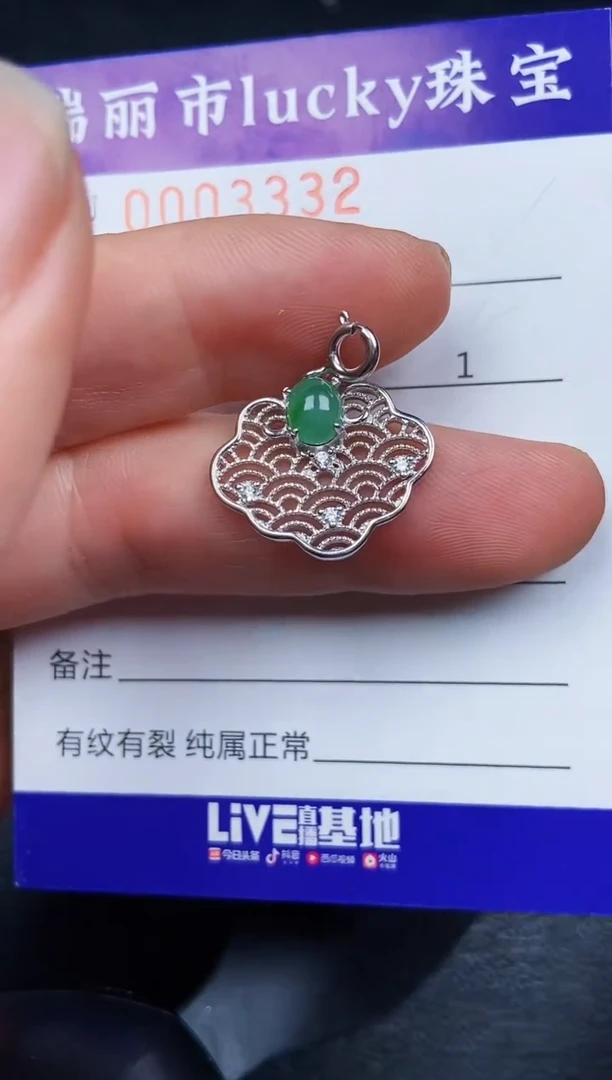翡翠银S925镶嵌颈饰3332