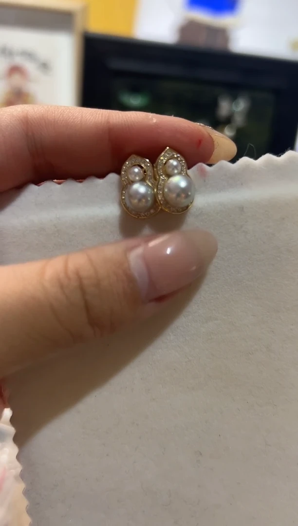 银S925镶嵌耳钉海水珍珠49