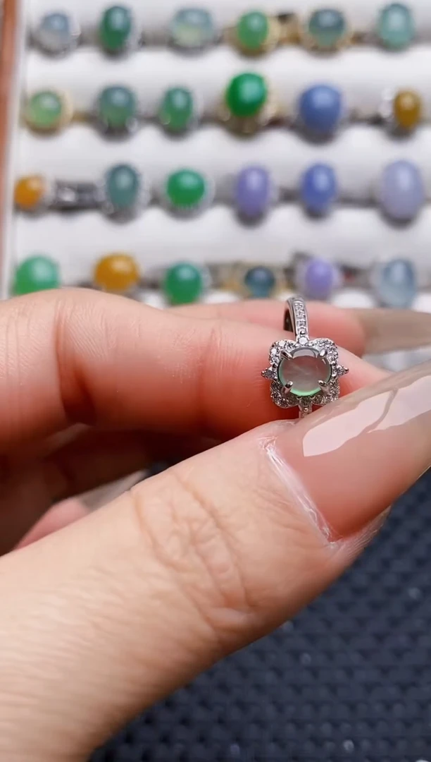 银S925镶嵌戒指翡翠3379