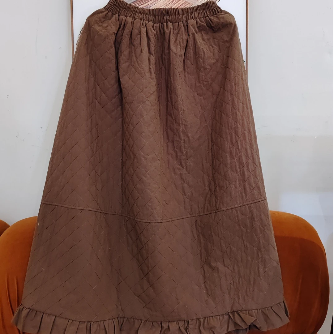 【杭州S姐 精品女装单品】夹棉菱格半裙23015