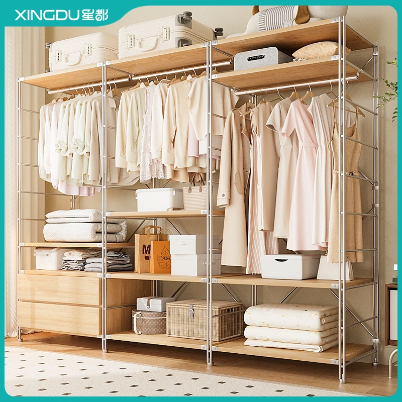 挂衣架卧室落地日式衣帽架衣服置物架步入式衣帽间架子开放式衣柜