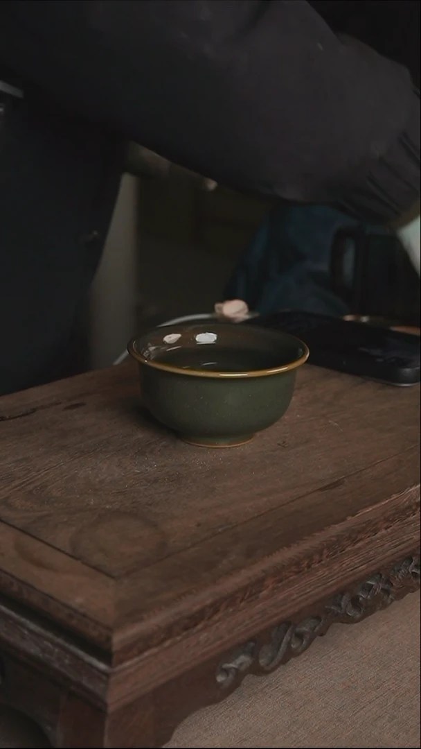 杯茶叶末洒金厚胎压手杯一级