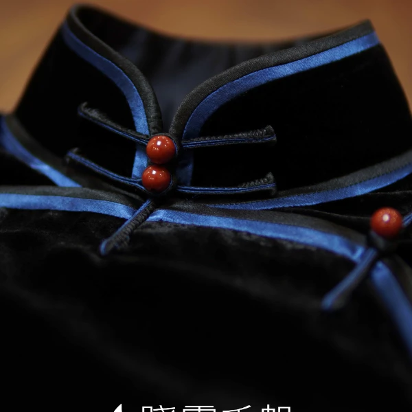 千帆旗袍 芳华 真丝绒长袖旗袍真丝里衬 无省修身旗袍