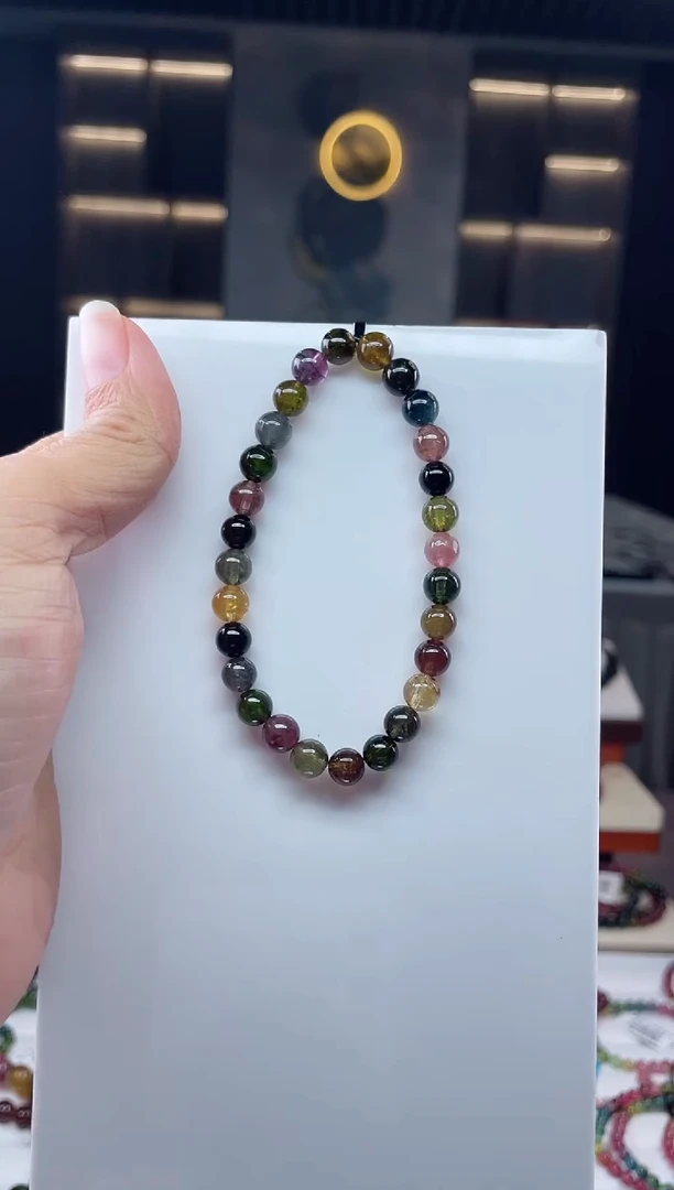 未镶嵌老矿碧玺单圈手串6mm+碧玺 多样性发一条）Q