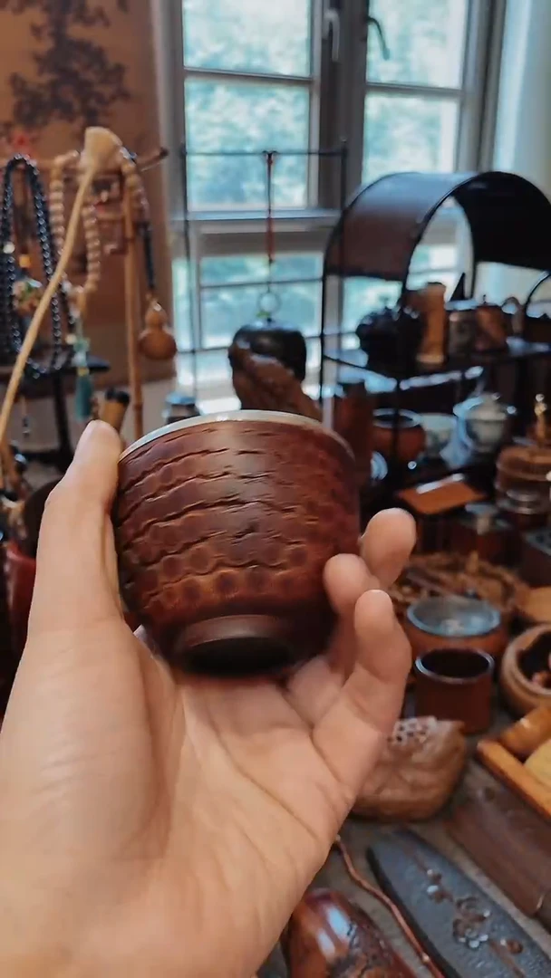 褚*老竹根包银主人杯