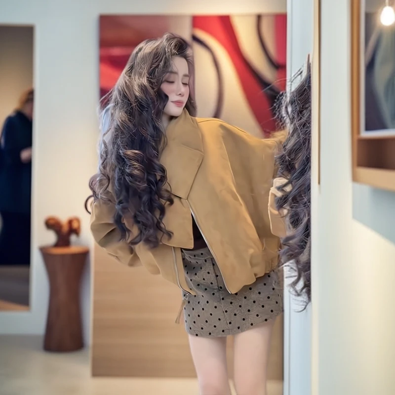 2025新款秋冬季时尚气质宽松百搭加厚短款棉服外套高腰显瘦半身裙