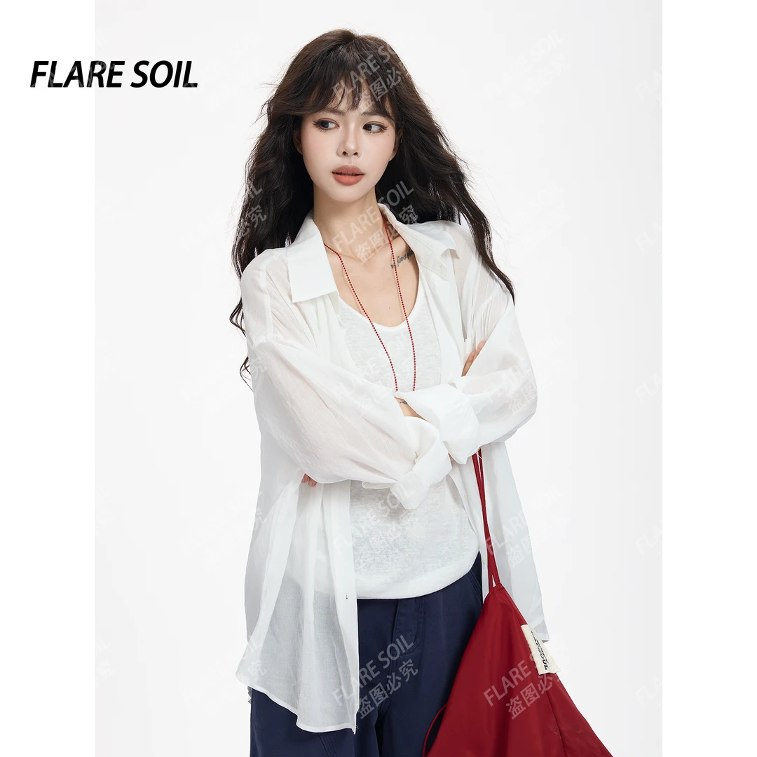 【FLARE SOIL】（现货）女单排多扣衬衫小众外套休闲POLO领 T432A