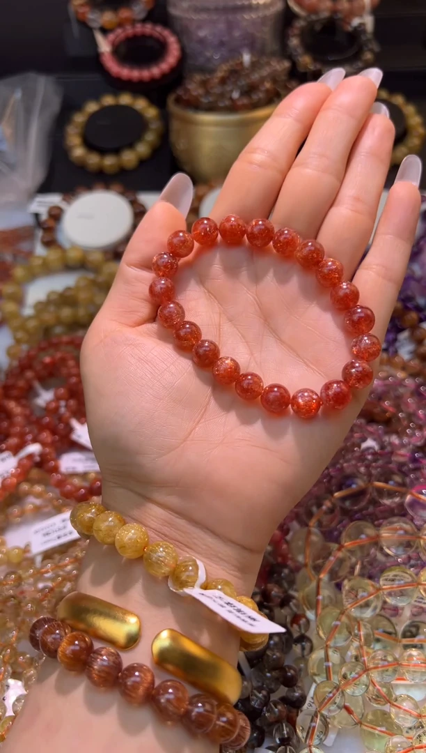 未镶嵌手串长石金太阳9mm+