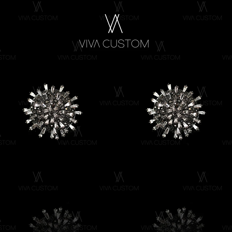 铜合金合成锆石耳饰 （小众设计系列）小众优雅炽芒星簇耳拍