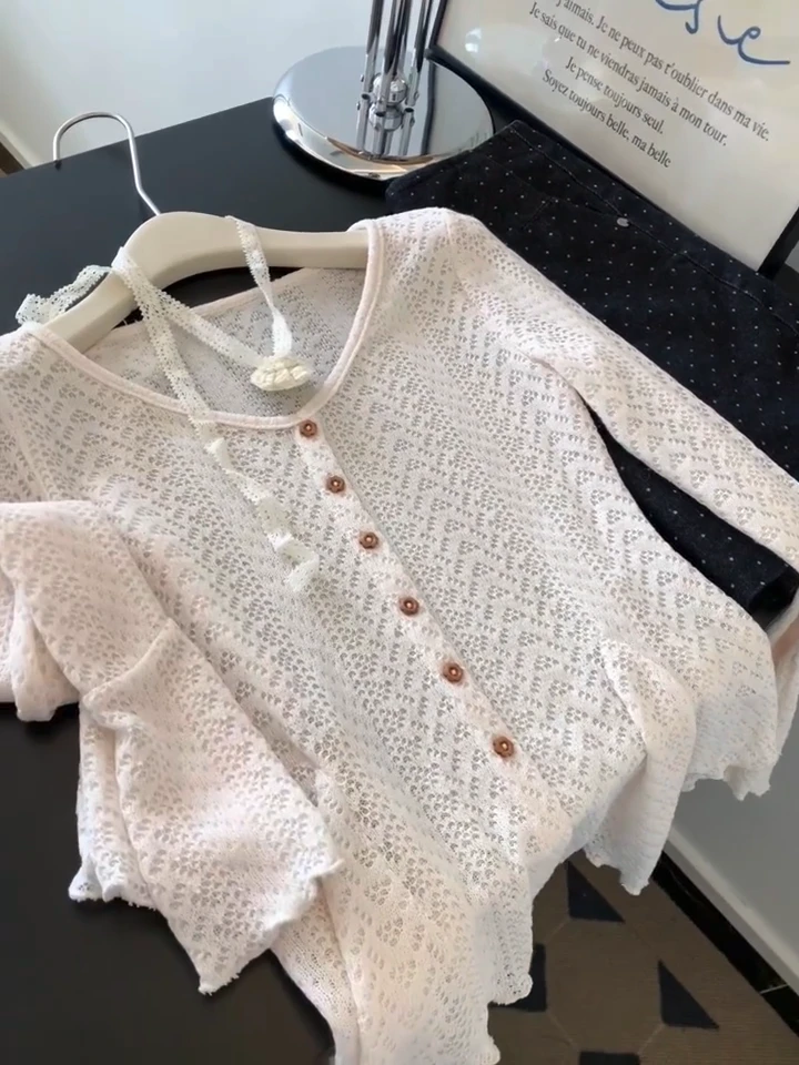 韩系温柔风2025年新款通勤早秋不规则V领针织长袖上衣