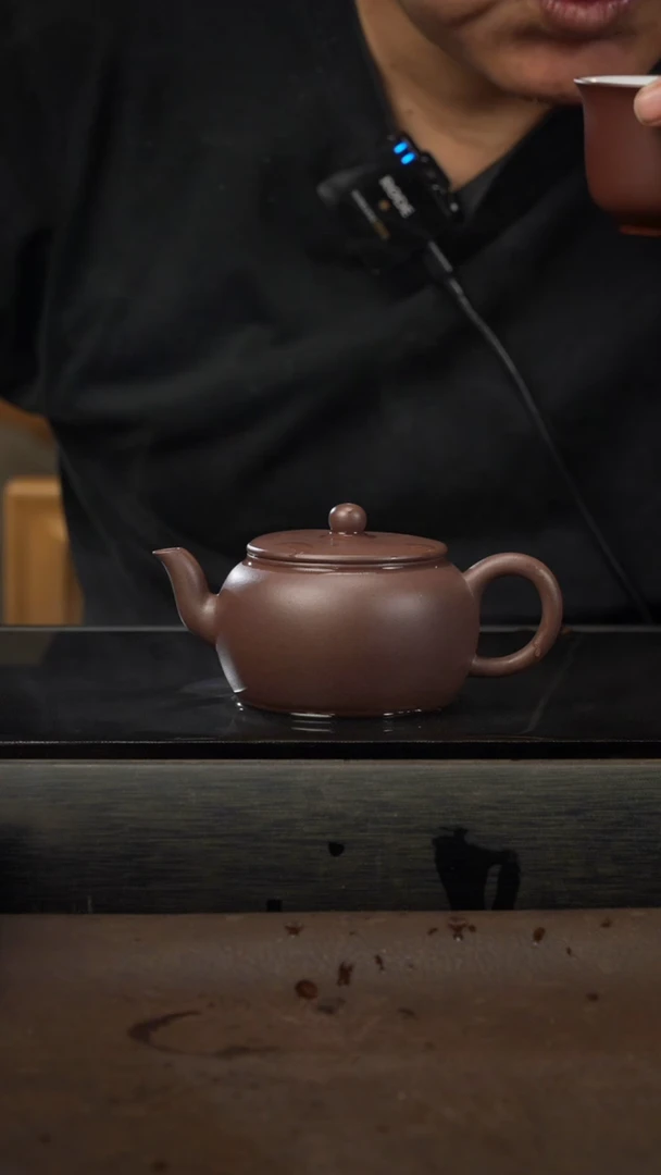 茶壶紫砂08，平盖莲子，150cc，紫泥