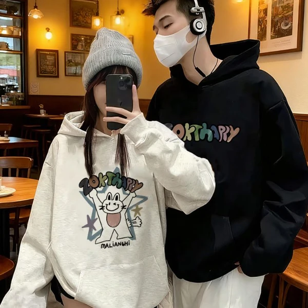 情侣卫衣2025春秋冬新款爆款一男一女潮牌高级感纯棉宽松连帽卫衣