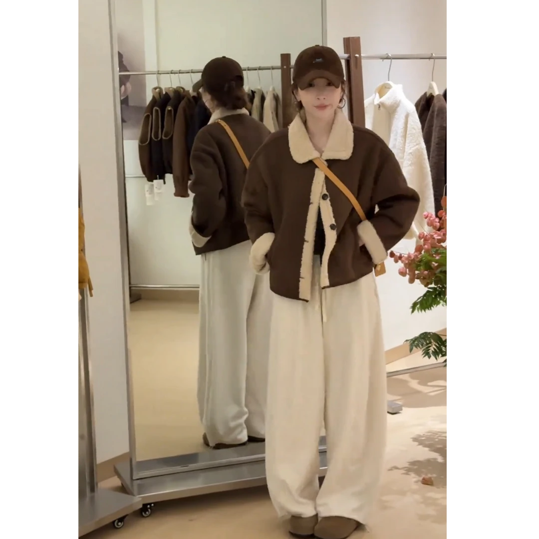 超火一整套2025秋冬季新款时尚百搭慵懒风外套裤子两件套