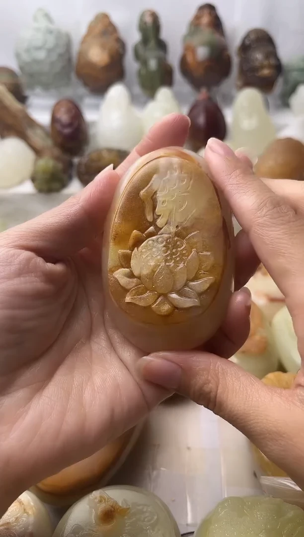 石材方解石棉纹正常不退换佛莲花
