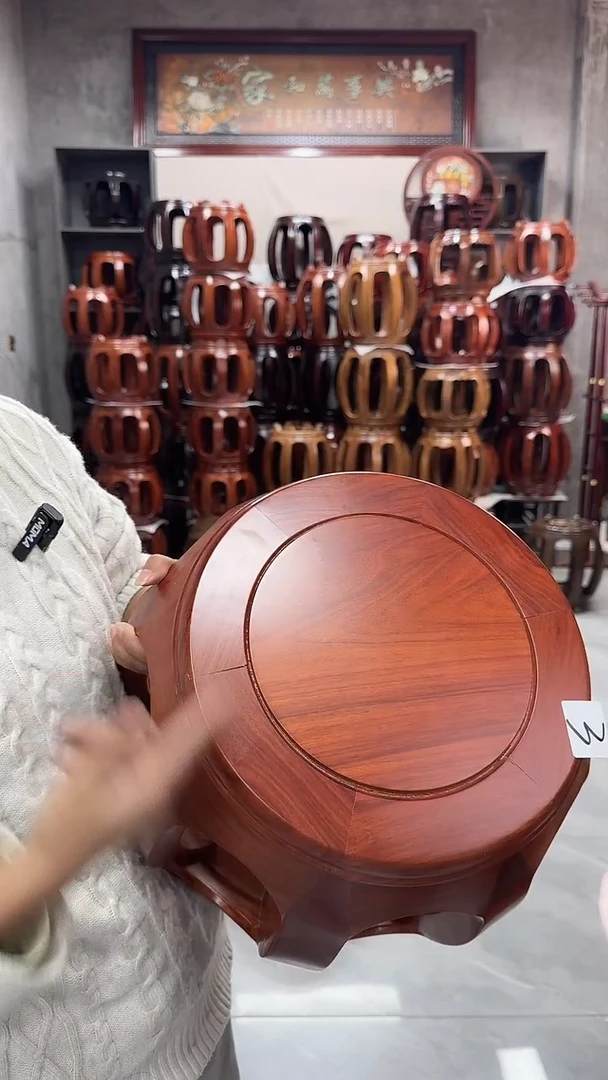 【闪购商品】花梨木类家具微瑕】花梨色小号鼓凳单个3号