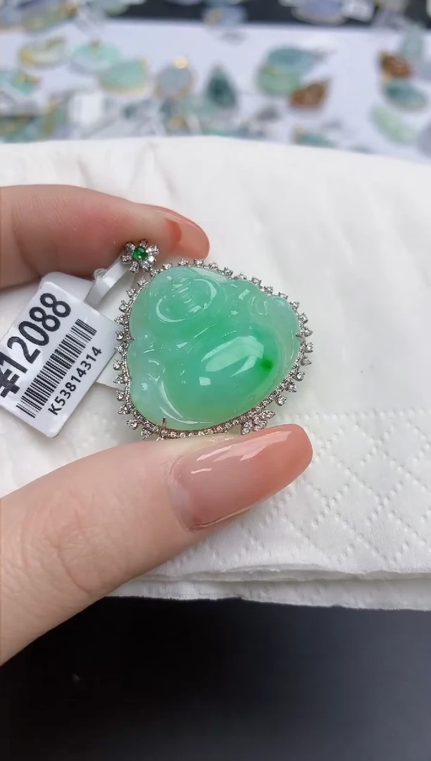 【闪购商品】翡翠颈饰18K金镶嵌天然缅甸翡翠A货